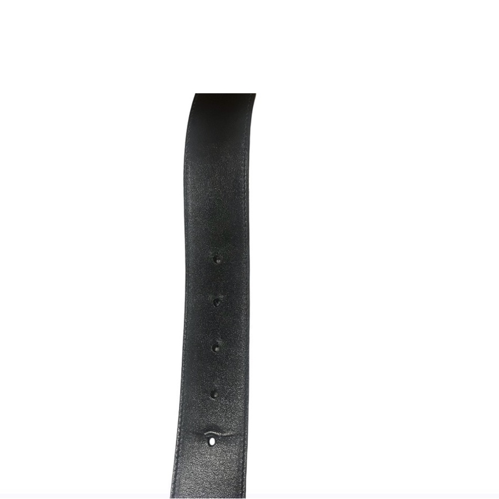 GUCCI BLACK LEATHER BELT WITH INTERLOCKING GOLD COLOR EMBLEM - Picture 6 of 7